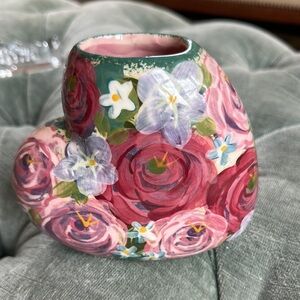 Hand painted ceramic heart vase